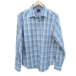 UntuckIT Men's Slim-Fit Wrinkle-Free Shirt Blue Gray, Size L